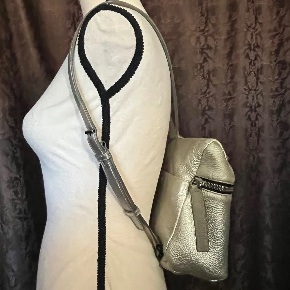 Kara Backpack  Rich Warm Silver Tone   Minimalist Utilitarian Vibe